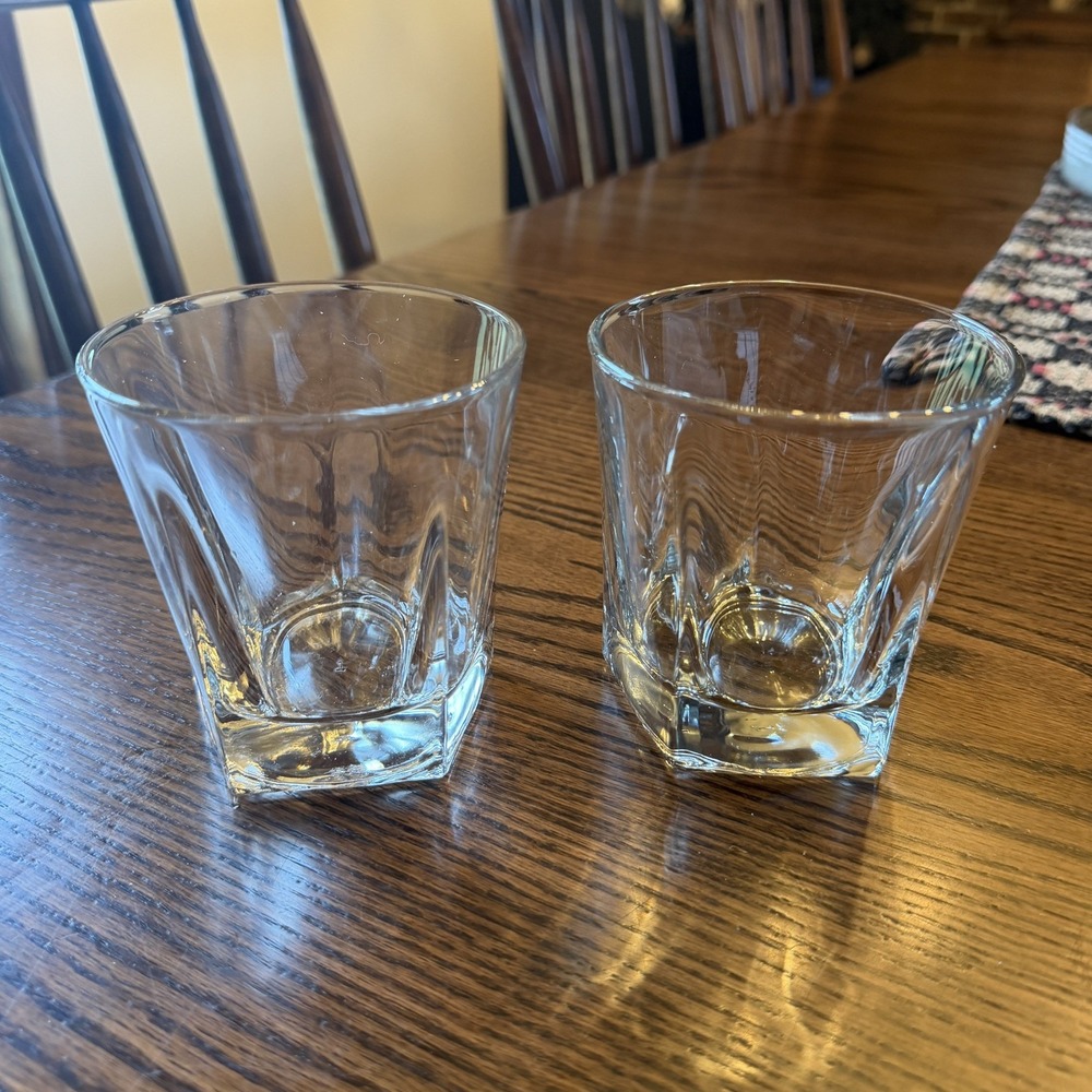 Libbey Inverness Rocks Whiskey Glasses Duratuff 5-Sided Heavy Bar Set of 2